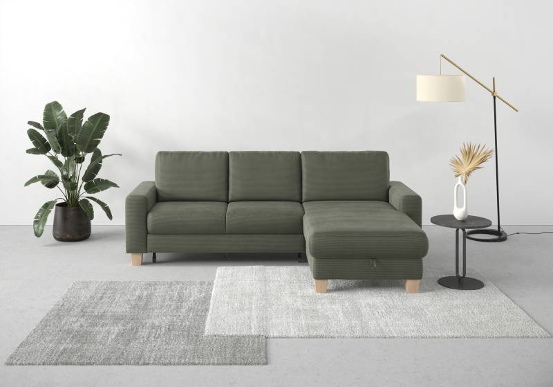 Home affaire Ecksofa »Summer L-Form«, mit Recamiere, mit oder ohne Bettfunktion und Bettkasten, Cord-Bezug von home affaire