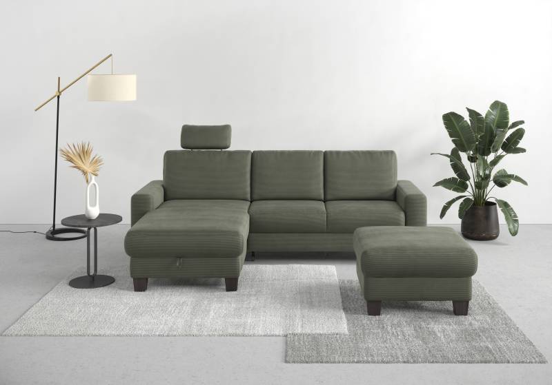 Home affaire Ecksofa »Summer L-Form«, mit Recamiere, mit oder ohne Bettfunktion und Bettkasten, Cord-Bezug von home affaire