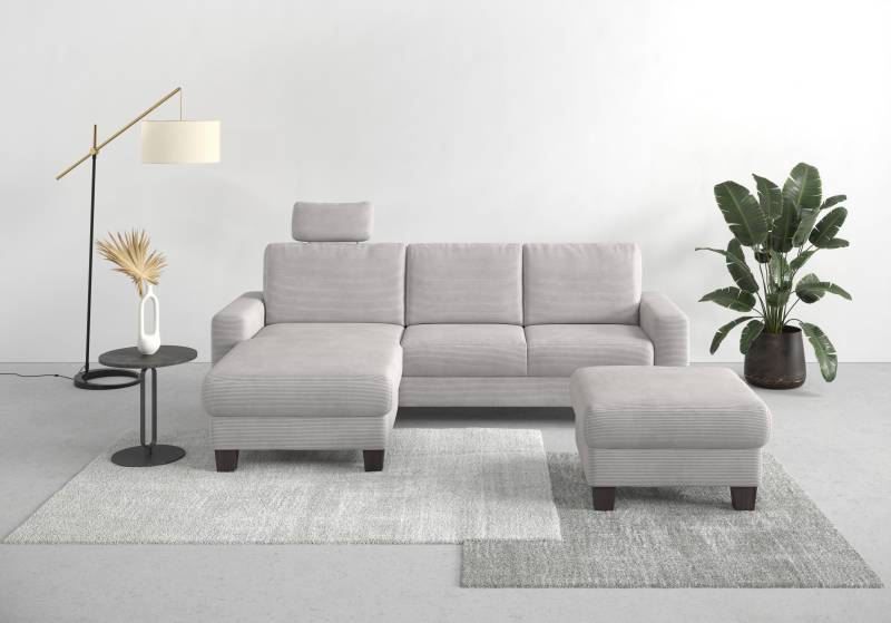 Home affaire Ecksofa »Summer L-Form«, mit Recamiere, mit oder ohne Bettfunktion und Bettkasten, Cord-Bezug von home affaire