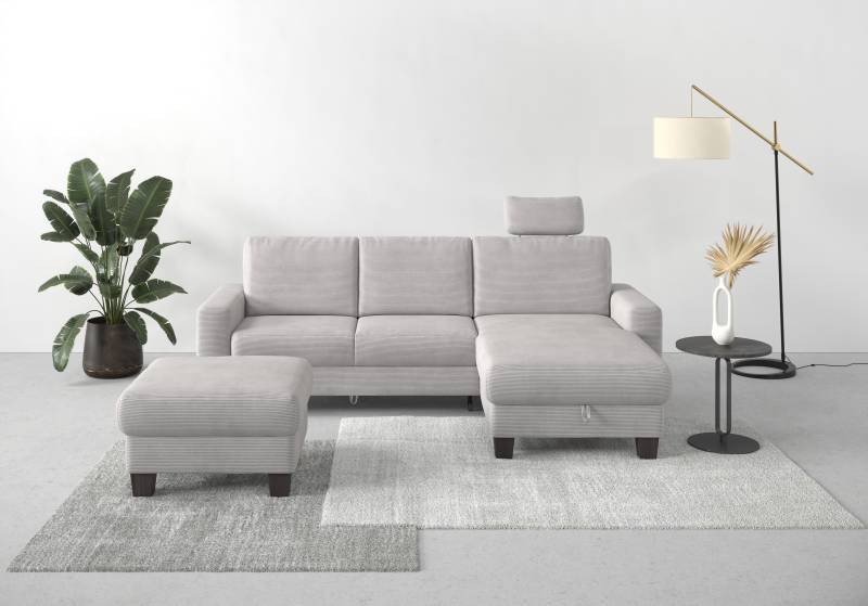 Home affaire Ecksofa »Summer L-Form«, mit Recamiere, mit oder ohne Bettfunktion und Bettkasten, Cord-Bezug von home affaire