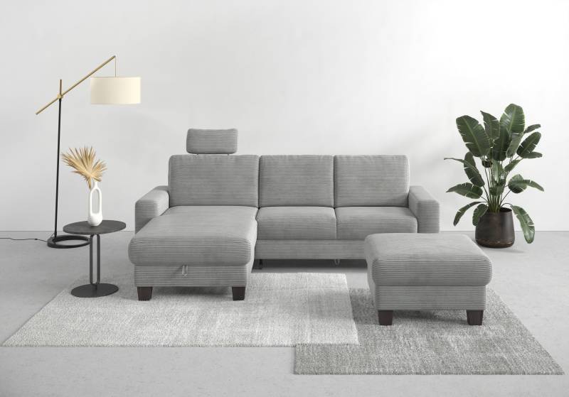 Home affaire Ecksofa »Summer L-Form«, mit Recamiere, mit oder ohne Bettfunktion und Bettkasten, Cord-Bezug von home affaire