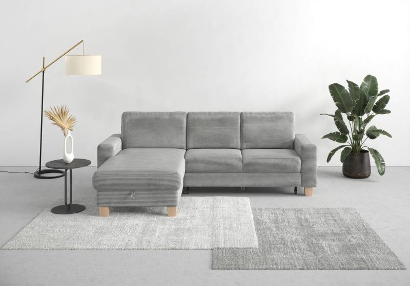 Home affaire Ecksofa »Summer L-Form«, mit Recamiere, mit oder ohne Bettfunktion und Bettkasten, Cord-Bezug von home affaire