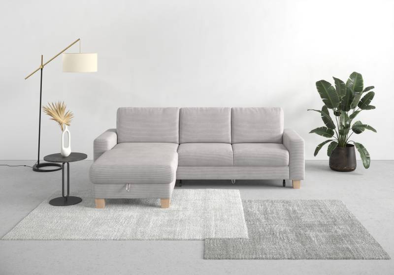 Home affaire Ecksofa »Summer L-Form«, mit Recamiere, mit oder ohne Bettfunktion und Bettkasten, Cord-Bezug von home affaire