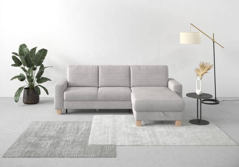 Home affaire Ecksofa »Summer L-Form«, mit Recamiere, mit oder ohne Bettfunktion und Bettkasten, Cord-Bezug von home affaire