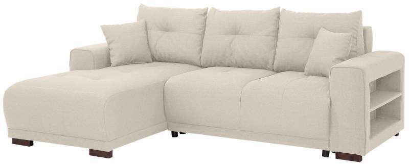 Home affaire Ecksofa »Viborg L-Form«, mit Regal in der Armlehne, wahlweise mit Bettfunktion von home affaire