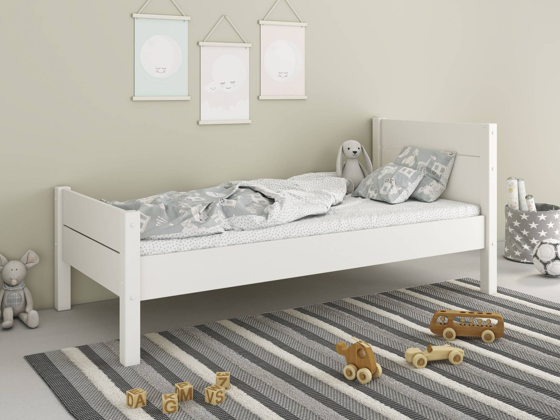 Home affaire Einzelbett »"ATSU ", ideal für Kinderzimmer«, zertifiziertes Massivholz (Kiefer), schlichtes Skandi-Design von home affaire