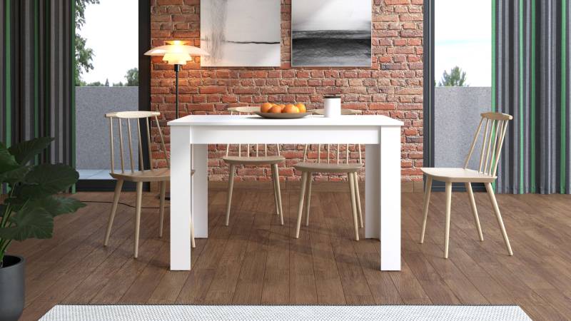 Home affaire Esstisch »Hamar Esszimmertisch 120x80, Weiss oder Eiche Holz Küchentisch«, Verlängerbar durch Einlegeplatte, max. Breite 160 cm von home affaire