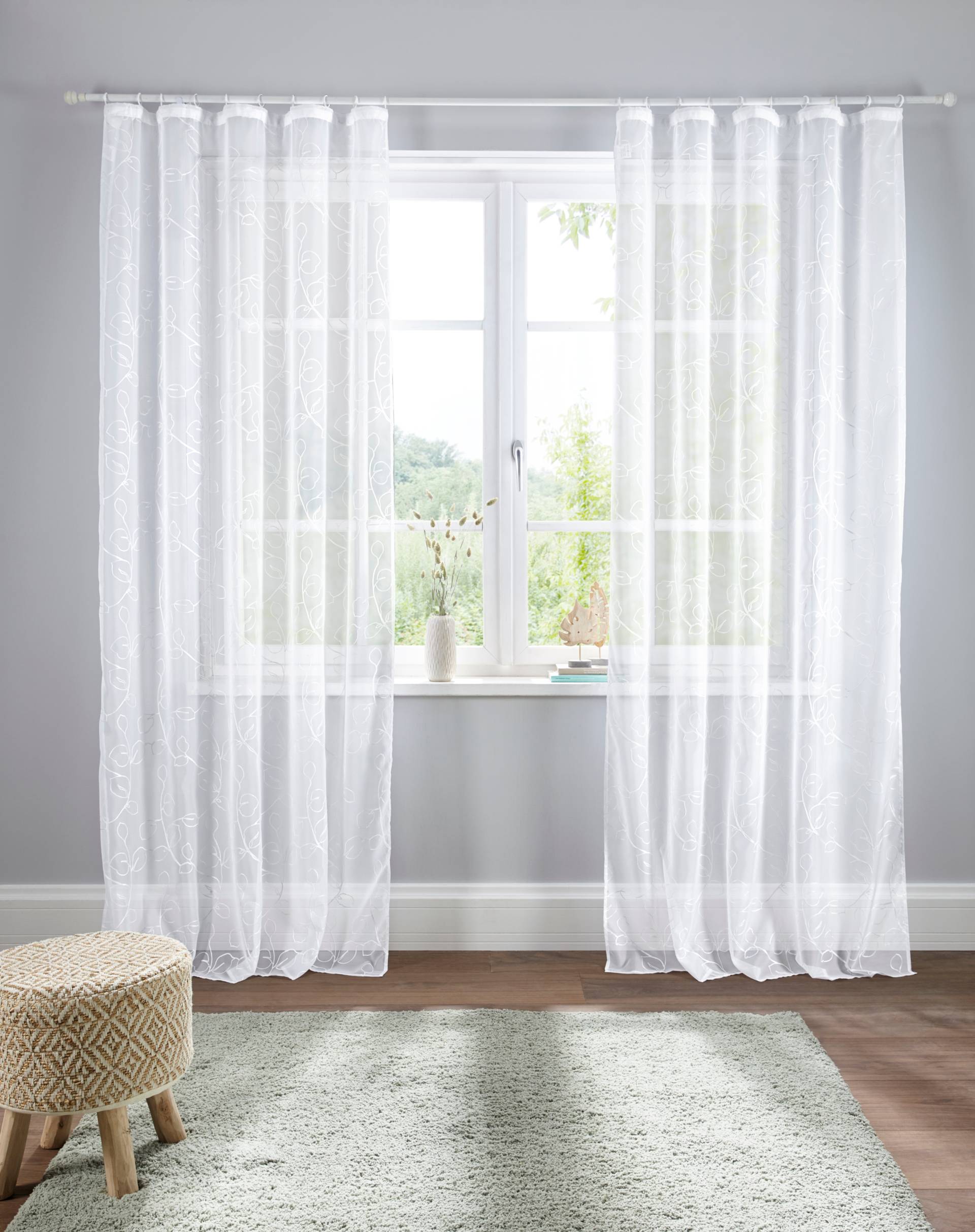 Home affaire Gardine »Adele«, (1 St.), transparent, mit floraler Stickerei, Voile von home affaire