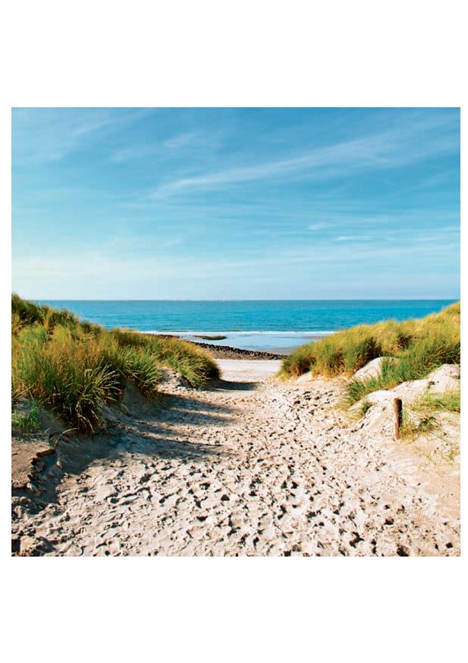 Home affaire Glasbild »Beach with sand dunes and a path to the sea«, 30/30 cm von home affaire