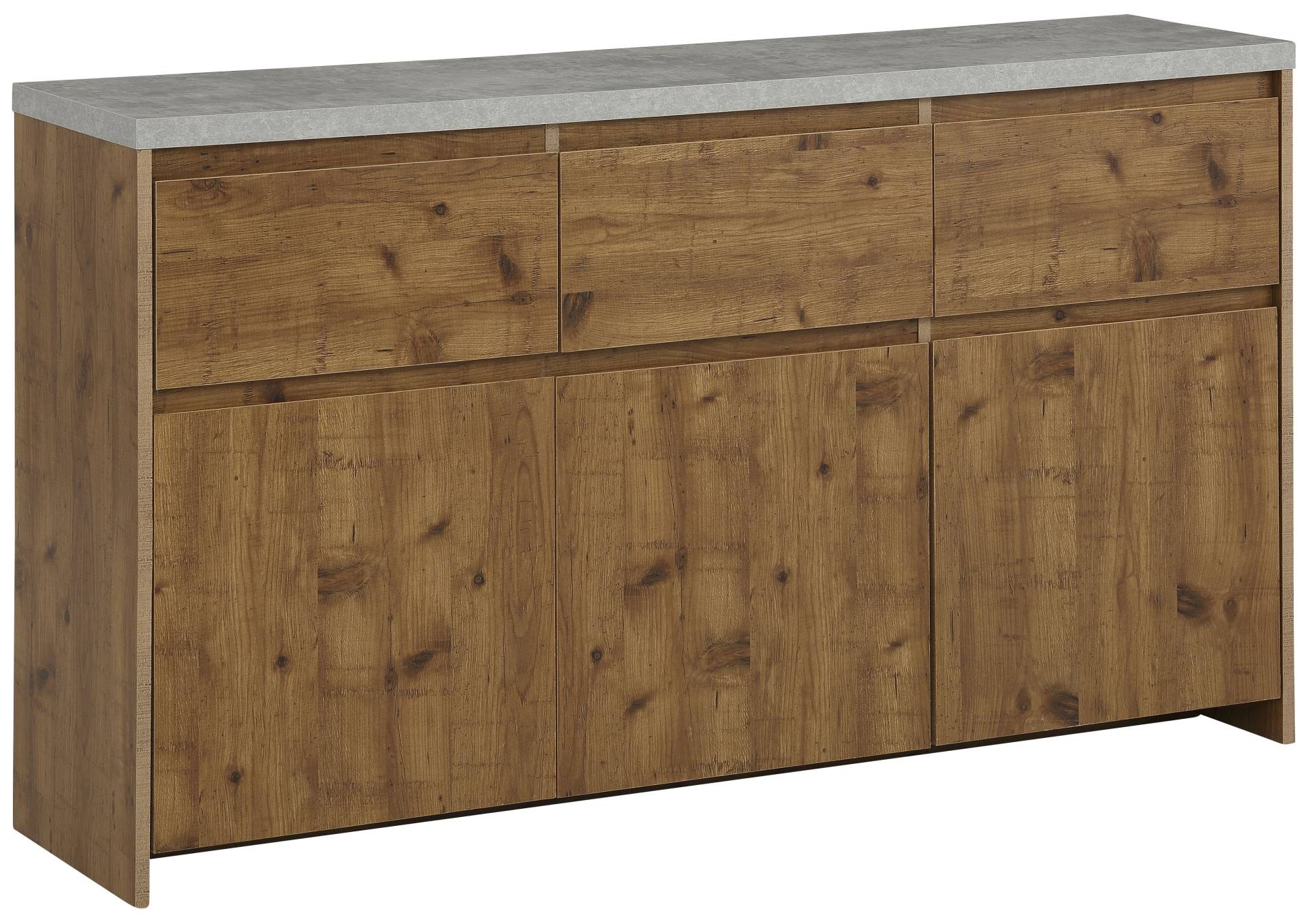 Home affaire Highboard »Maribo«, im modernen Landhaus-Stil, mit schöner Betontopplatte, Breite 140 cm von home affaire