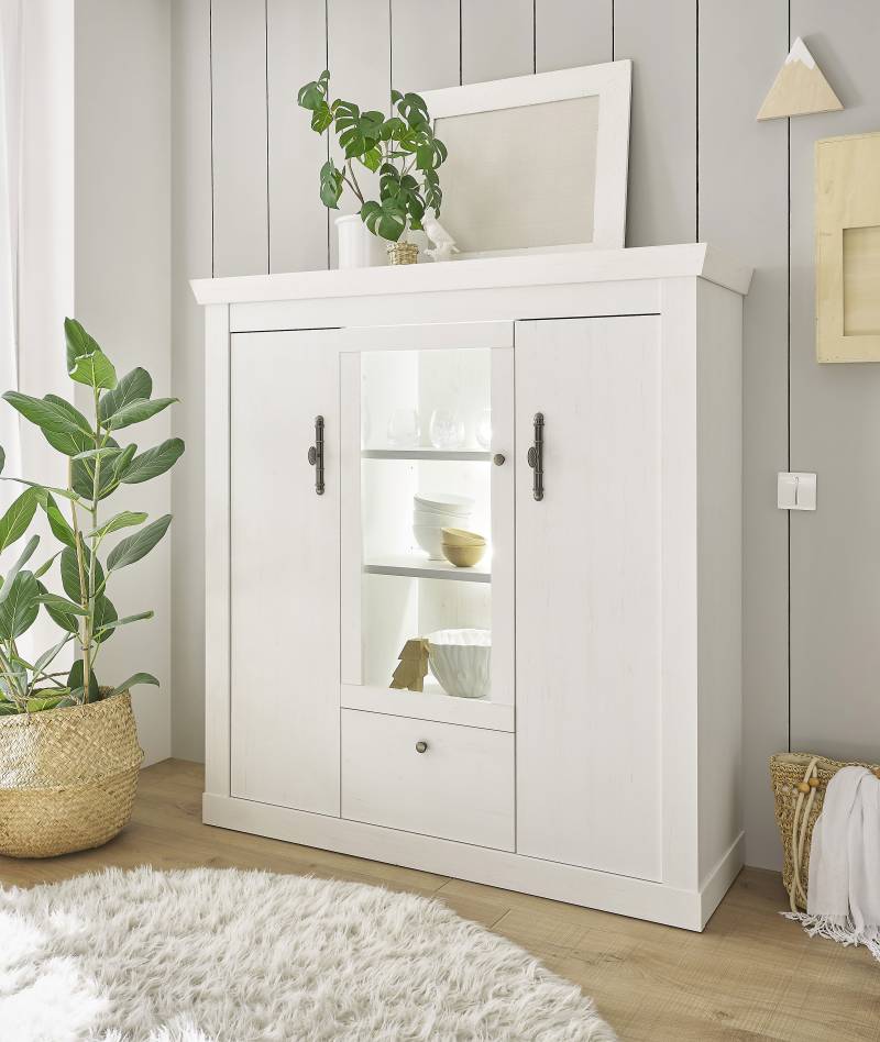 Home affaire Highboard »RAVENNA«, im romantischen Landhausstil, Griffe aus Metall, Höhe 146 cm von home affaire