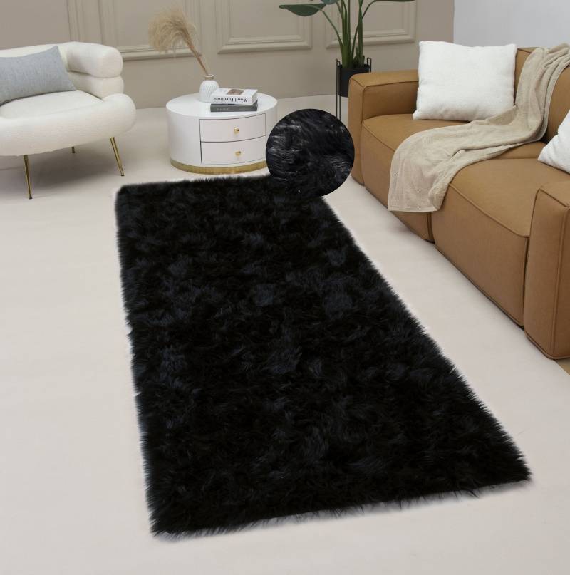 Home affaire Fellteppich »Dena, Hochflor Teppiche«, rechteckig, 60 mm Höhe, Kunstfell, weich, Uni-Farben, Wohnzimmer, Schlafzimmer, Esszimmer von home affaire