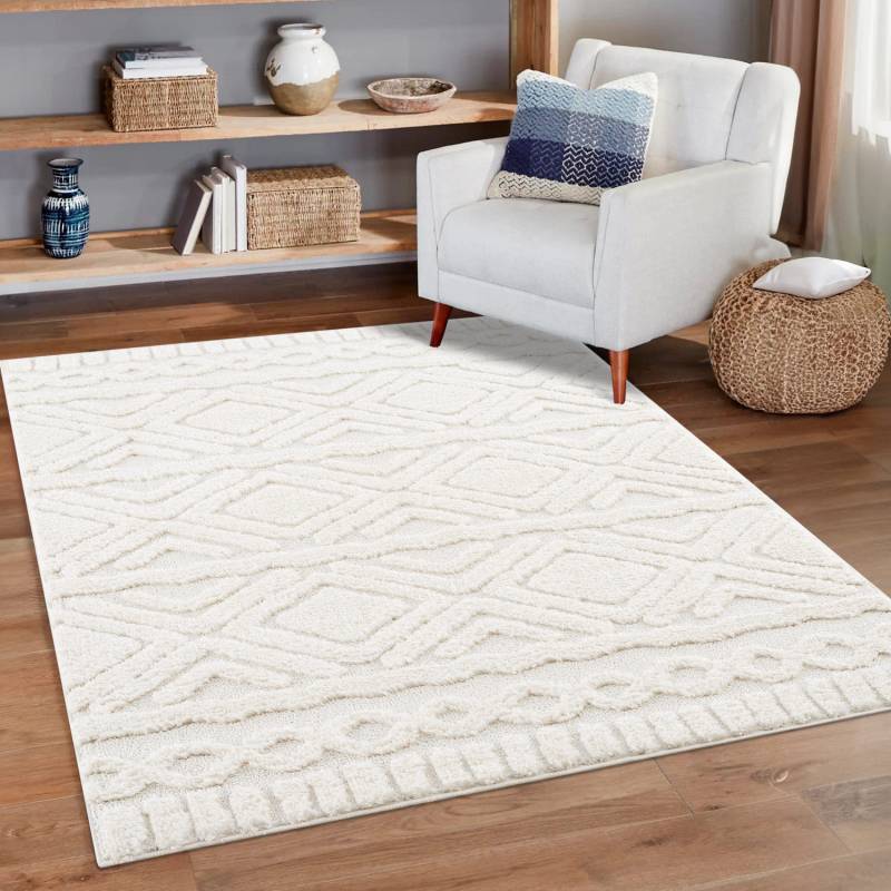 Home affaire Hochflor-Teppich »Andro«, rechteckig, 20 mm Höhe, Boho Scandic Stil, weich, Hoch Tief Struktur, Wohnzimmer, Schlafzimmer von home affaire