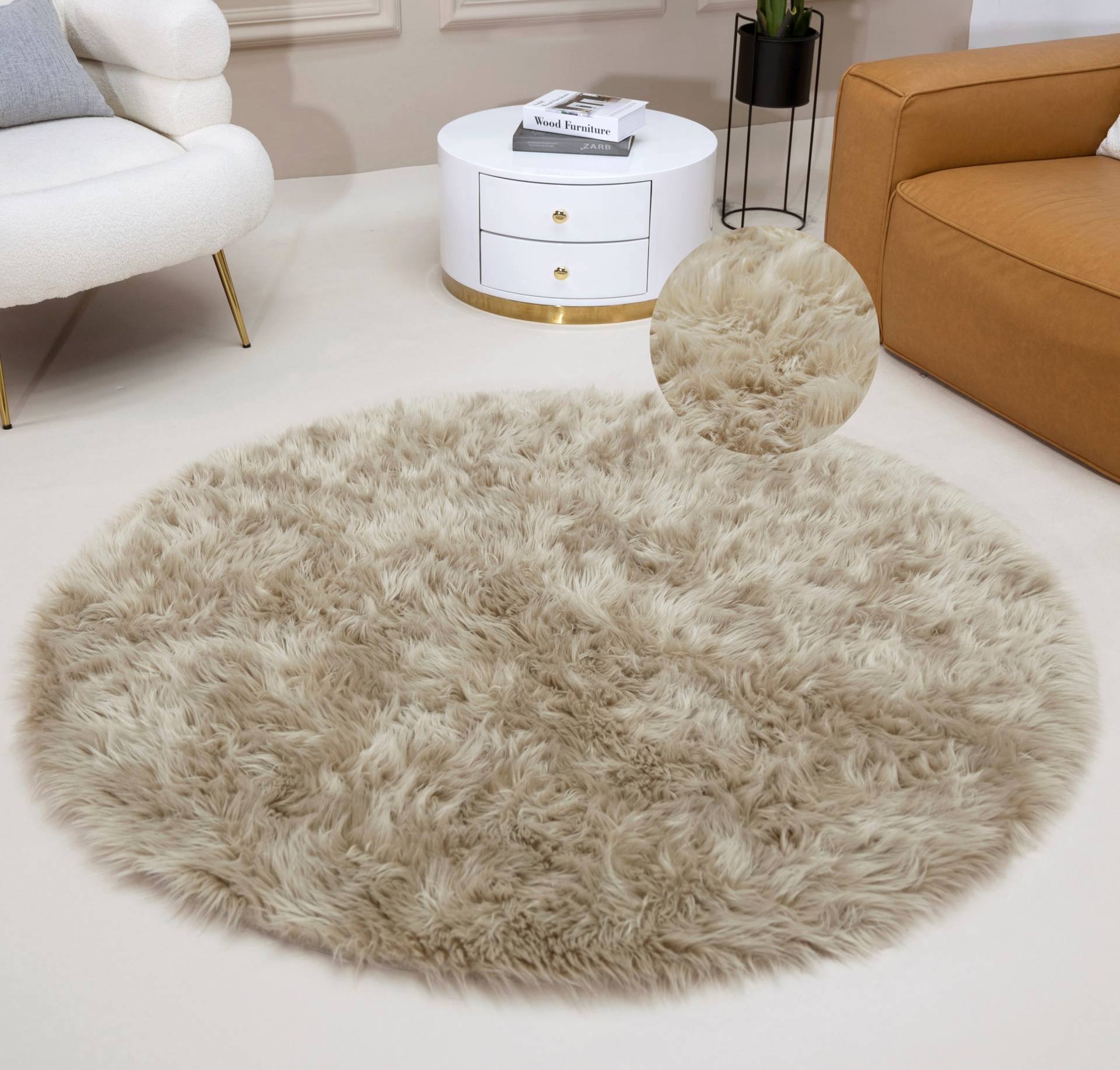 my home Fellteppich »Dena, Hochflor Teppiche«, rund, 60 mm Höhe, Kunstfell, weich, Uni-Farben, Wohnzimmer, Schlafzimmer, Esszimmer my home Fellteppich »Dena, Hochflor Teppiche«, rund, 60 mm Höhe, Kunstfell, weich, Uni-Farben, Wohnzimmer, Schlafzimmer, Esszimmer von My Home