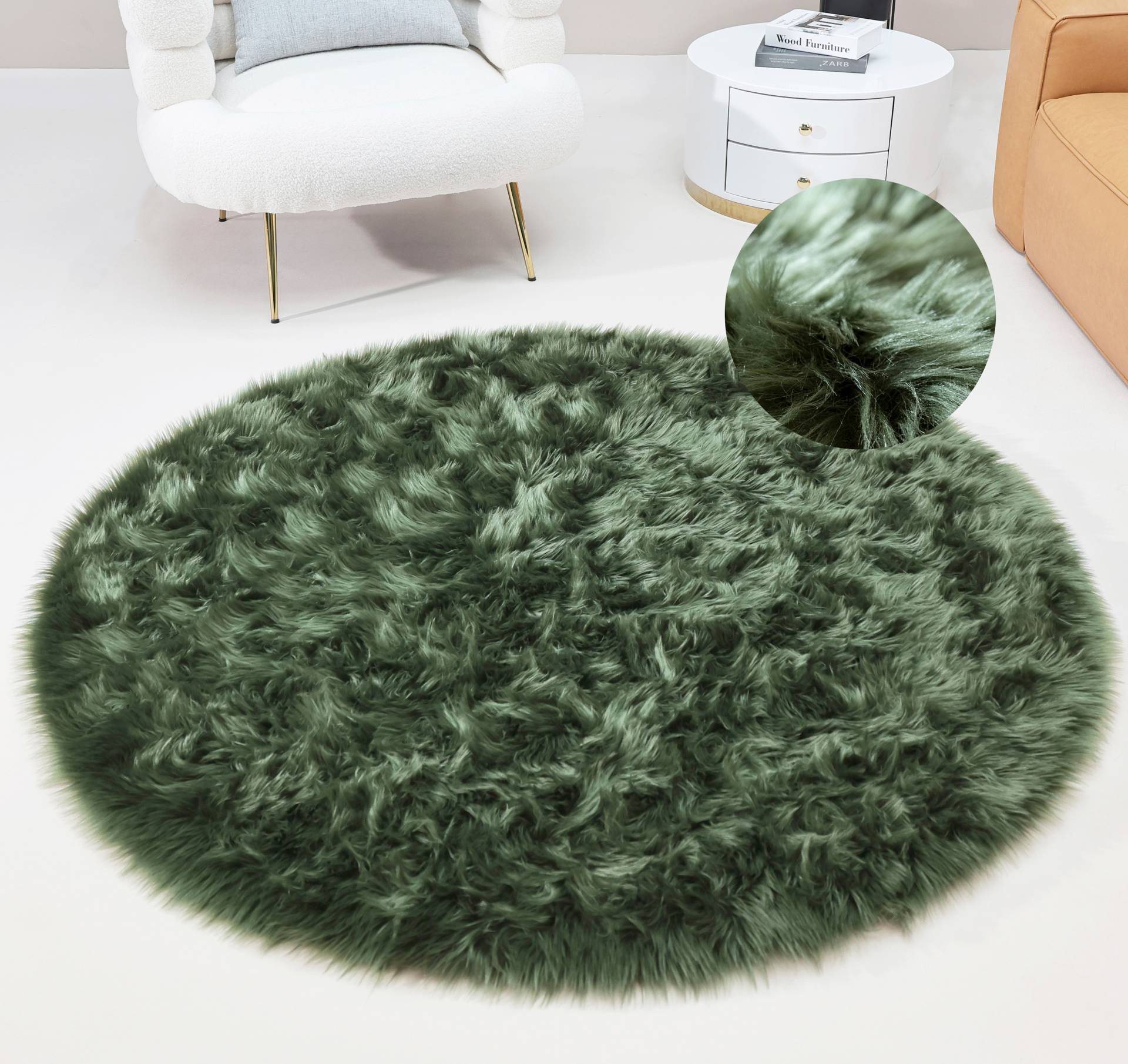 my home Fellteppich »Dena, Hochflor Teppiche«, rund, 60 mm Höhe, Kunstfell, weich, Uni-Farben, Wohnzimmer, Schlafzimmer, Esszimmer my home Fellteppich »Dena, Hochflor Teppiche«, rund, 60 mm Höhe, Kunstfell, weich, Uni-Farben, Wohnzimmer, Schlafzimmer, Esszimmer von My Home