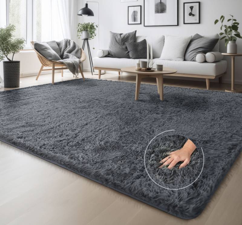 Home affaire Hochflor-Teppich »Serville«, rechteckig, 37 mm Höhe, Kuschelteppich, Uni Farben, sehr weicher Flor, Wohnzimmer von home affaire