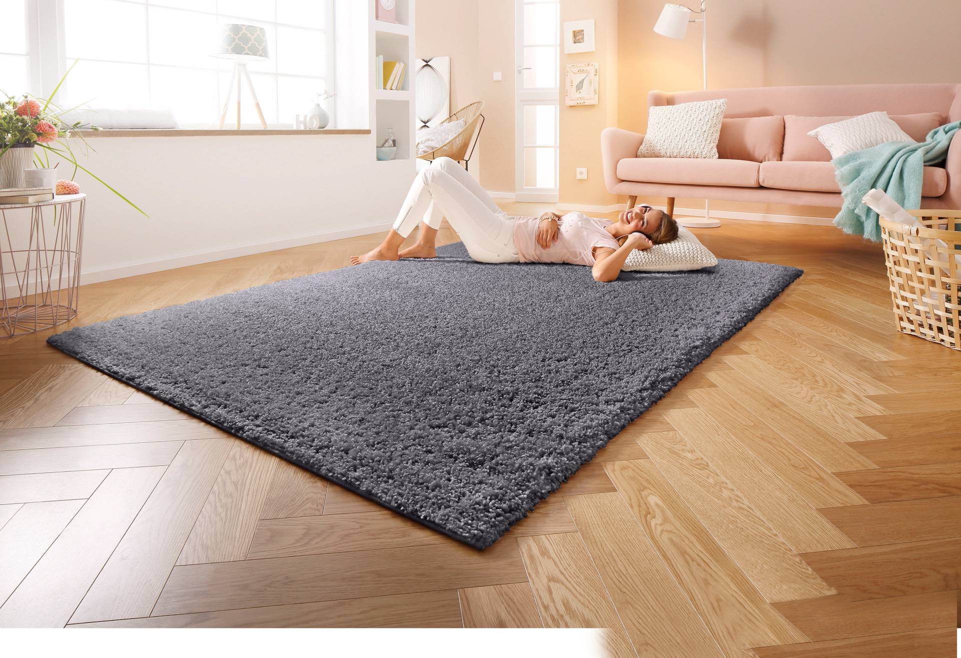 Home affaire Hochflor-Teppich »Shaggy 30«, rechteckig, Teppich, Uni Farben, besonders weich und kuschelig von home affaire