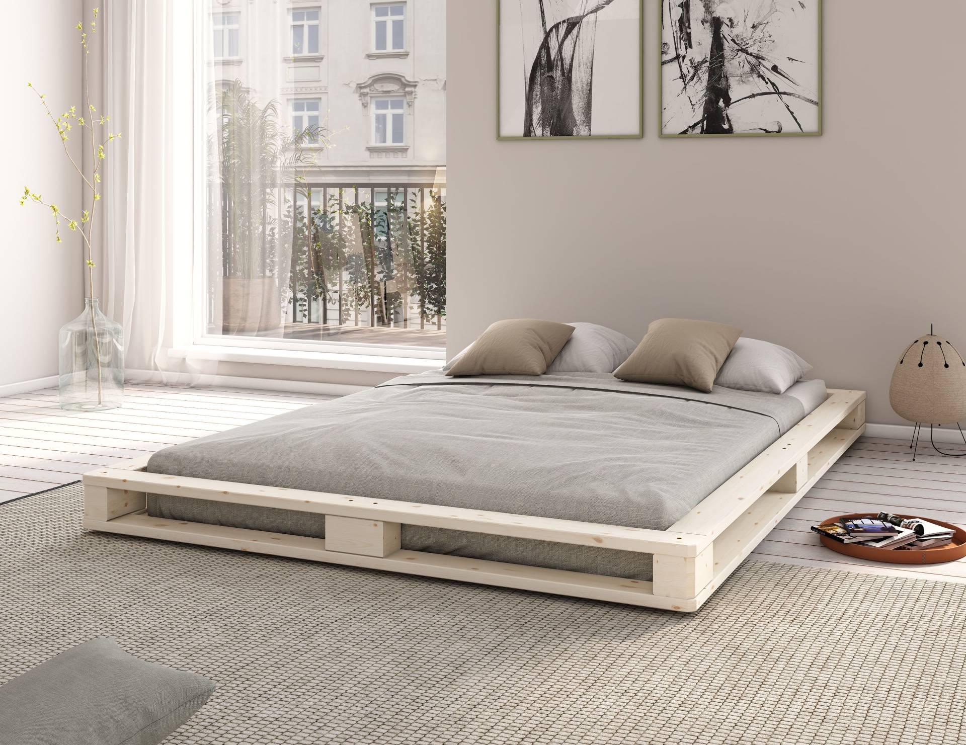 Home affaire Palettenbett »"PALO " BESTSELLER!«, Bodenbett, zertifiziertes Massivholz (Kiefer) von home affaire