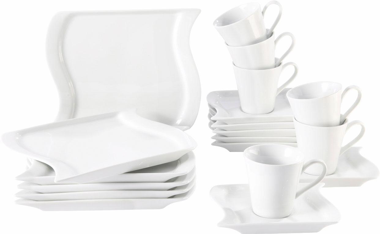 Home affaire Kaffeeservice »Geschirr-Set, Service Marchetto«, (Set, 18 tlg.), geschwungene Form, 18 Teile, für 6 Personen von home affaire