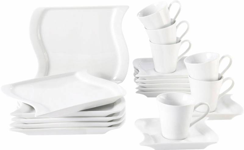 Home affaire Kaffeeservice »Geschirr-Set, Service Marchetto«, (Set, 18 tlg.), geschwungene Form, 18 Teile, für 6 Personen von home affaire