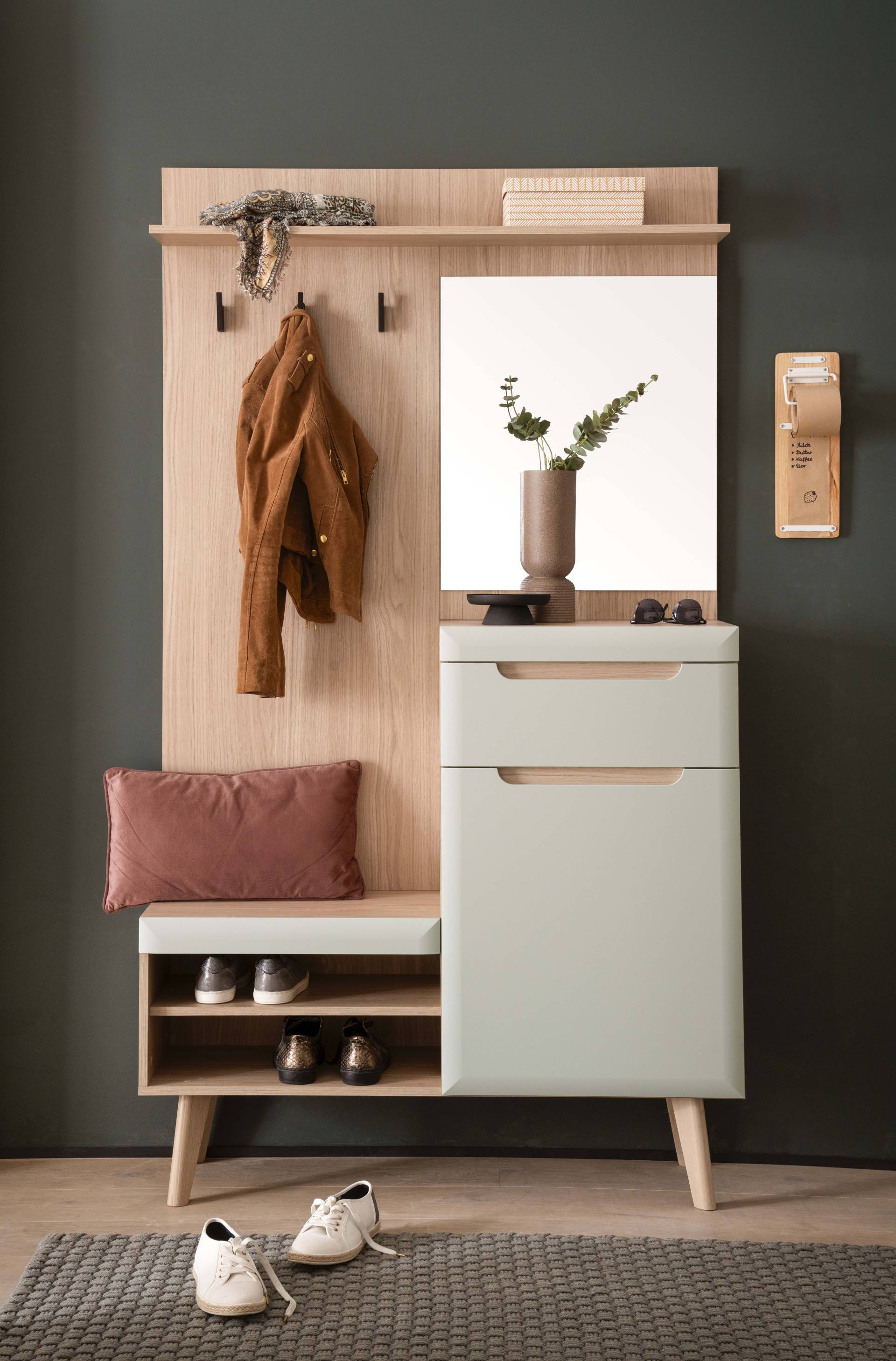 Home affaire Kompaktgarderobe »Torge, Garderobe mit Stauraum, Garderobenschrank im Scandic Design«, in zwei Farben, viel Stauraum, 107 cm breit, für kleine Räume geeignet von home affaire