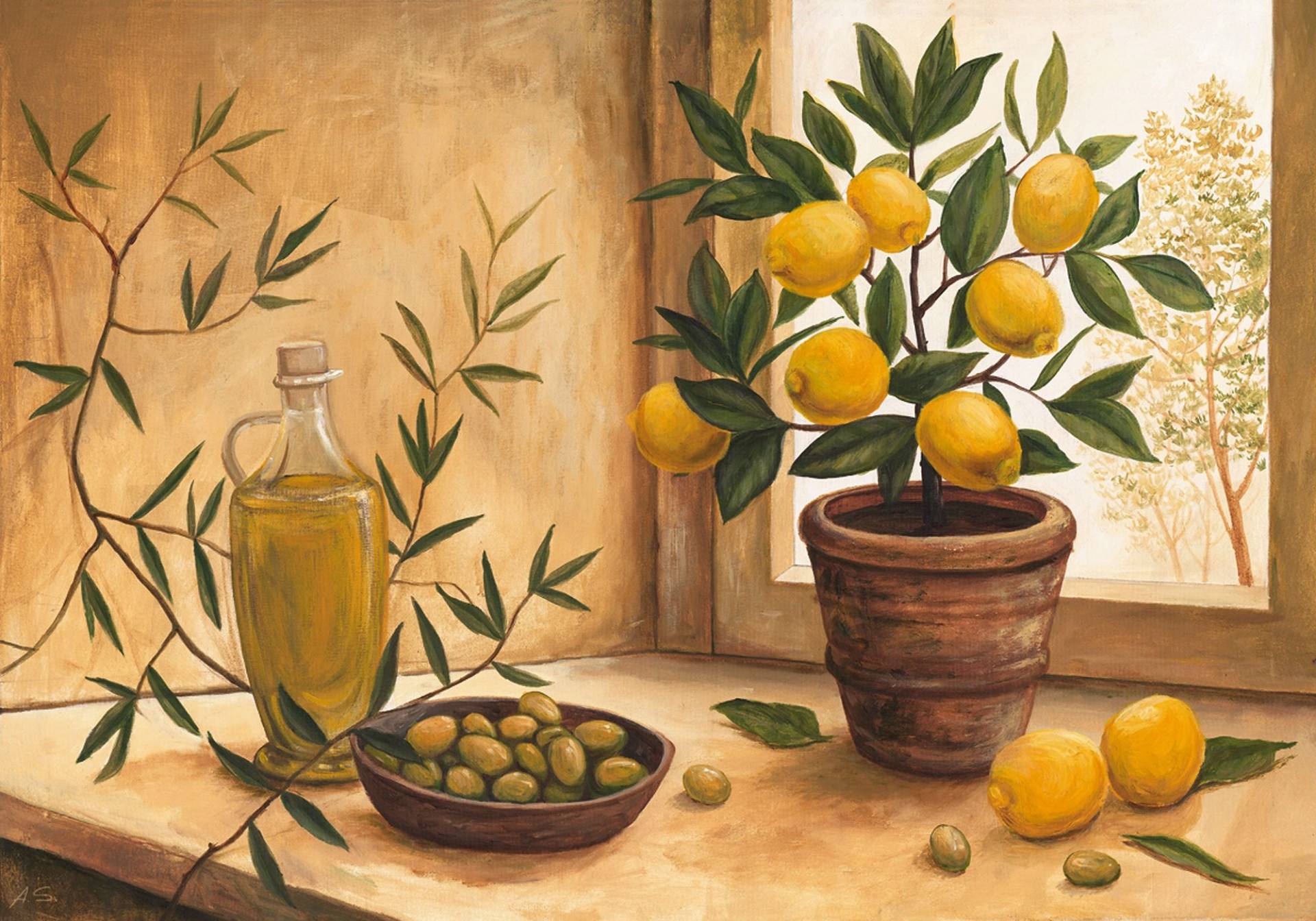 Home affaire Kunstdruck »A. S.: Olive and lime«, Arrangements, 99/69 cm Home affaire Kunstdruck »A. S.: Olive and lime«, Arrangements, 99/69 cm von home affaire