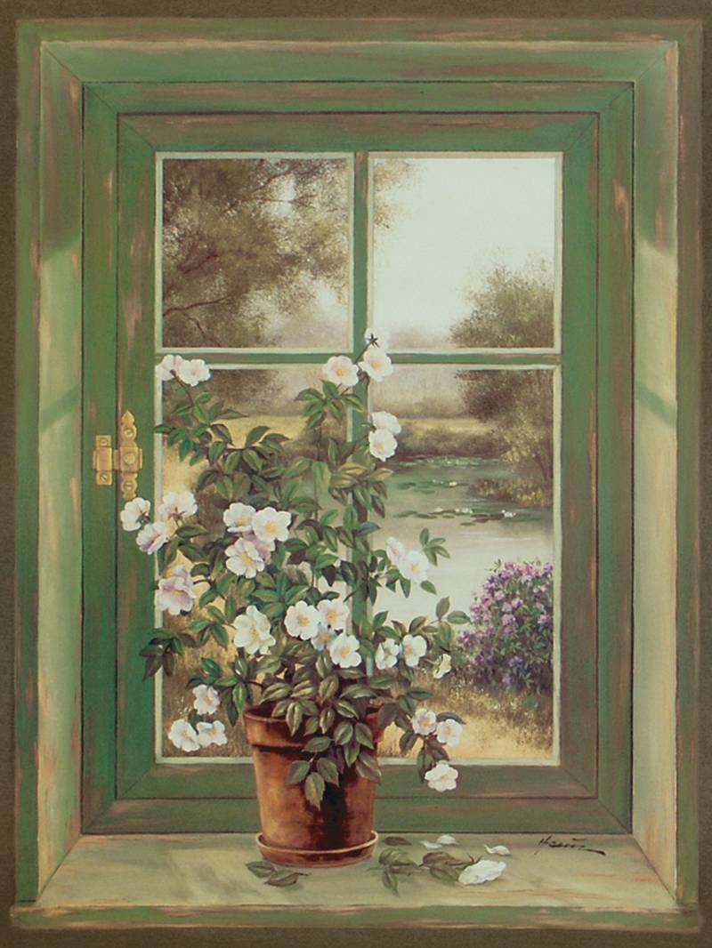 Home affaire Leinwandbild »A. Heins: Wildrosen am Fenster«, 57/79 cm von home affaire