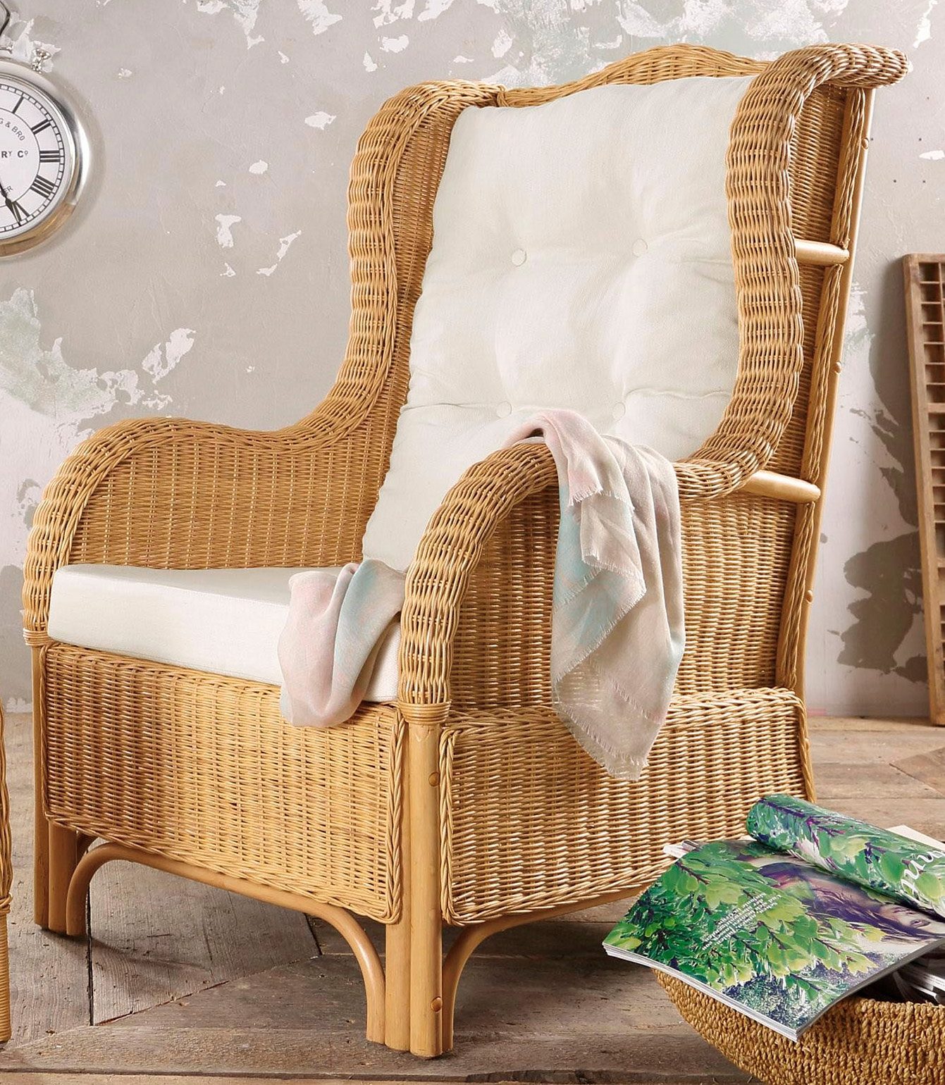 HOFMANN LIVING AND MORE Ohrensessel »Frieda«, aus handgeflochtenem Rattan von HOFMANN LIVING AND MORE