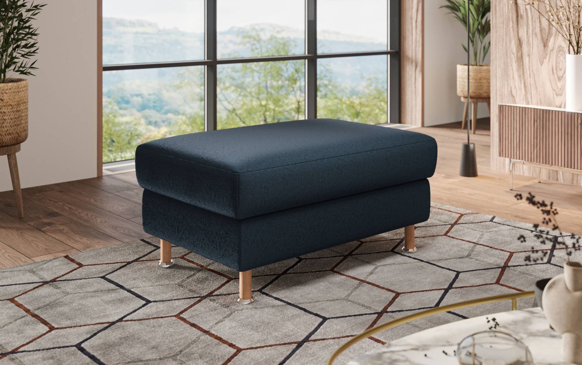 Home affaire Polsterhocker »Calypso«, Holzfuesse mit Metallteller Home affaire Polsterhocker »Calypso«, Holzfuesse mit Metallteller von home affaire