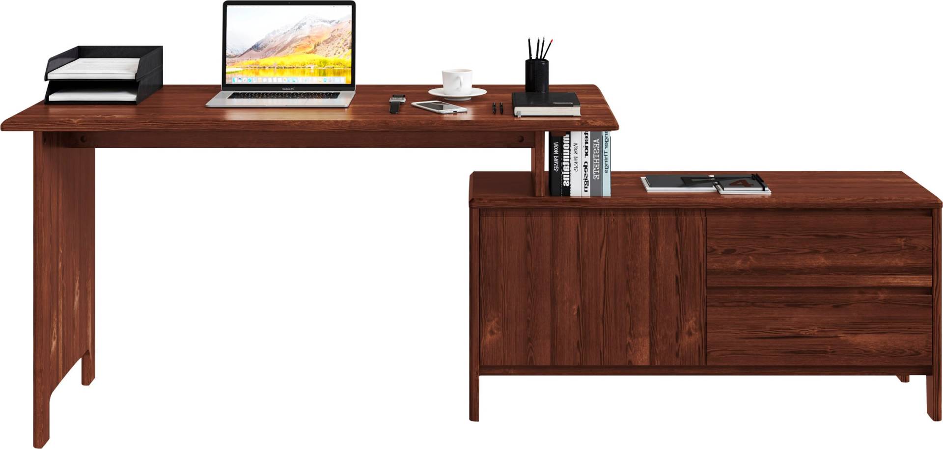 Home affaire Schreibtisch »Luven, aus Massivholz«, in 2 Breiten, variable Nutzung als Schreibtisch oder Eckschreibtisch Home affaire Schreibtisch »Luven, aus Massivholz«, in 2 Breiten, variable Nutzung als Schreibtisch oder Eckschreibtisch von home affaire