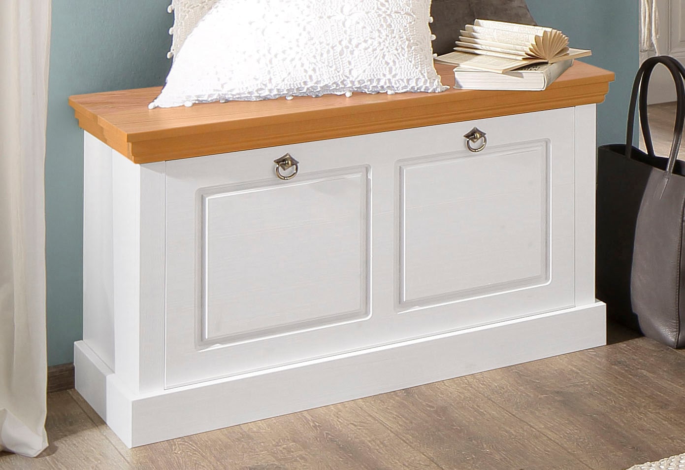 Home affaire Schuhbank »Basilico«, Breite 90 cm, Sitzhöhe 52 cm, Kassettenoptik, aus Massivholz, FSC® Home affaire Schuhbank »Basilico«, Breite 90 cm, Sitzhöhe 52 cm, Kassettenoptik, aus Massivholz, FSC® von home affaire