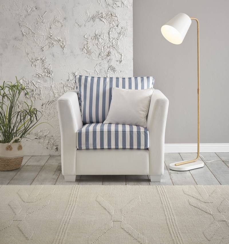 Home affaire Sessel »CALIFORNIA«, maritimer Landhausstil, Sessel mit Holzfüssen Weiss lackiert von home affaire