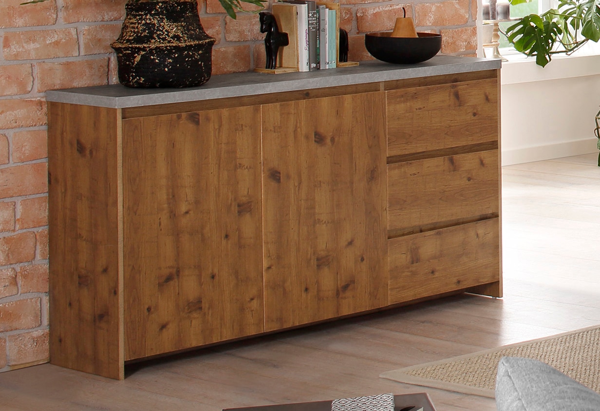 Home affaire Sideboard »Maribo«, im modernen Landhaus-Stil, mit schöner Betontopplatte, Breite 150 cm von home affaire