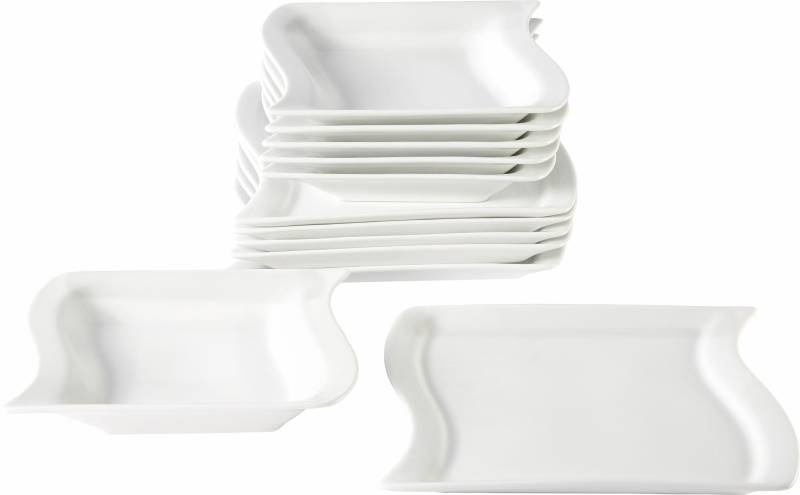 Home affaire Tafelservice »Geschirr-Set Marchetto«, (Set, 12 tlg.), Teller Set, weiss, schwungvolle Form, 12 Teile, für 6 Personen von home affaire