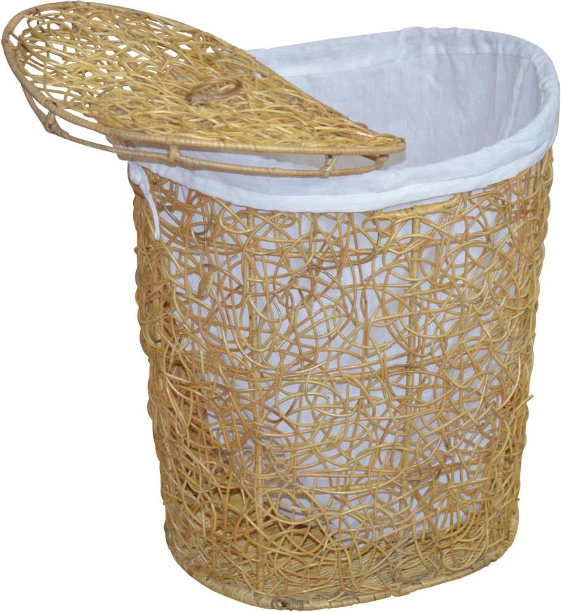 Home affaire Wäschekorb, Rattan-Geflecht, mit Stoffeinsatz und Deckel, Höhe 62 cm von home affaire