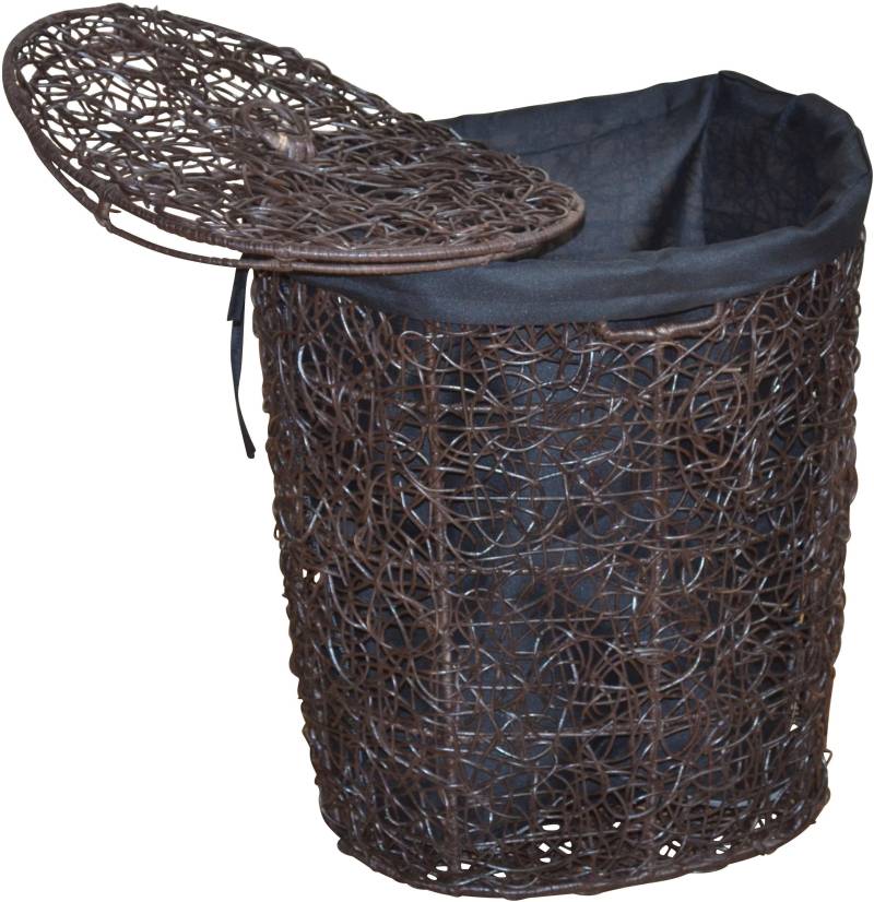 Home affaire Wäschekorb, Rattan-Geflecht, mit Stoffeinsatz und Deckel, Höhe 62 cm von home affaire