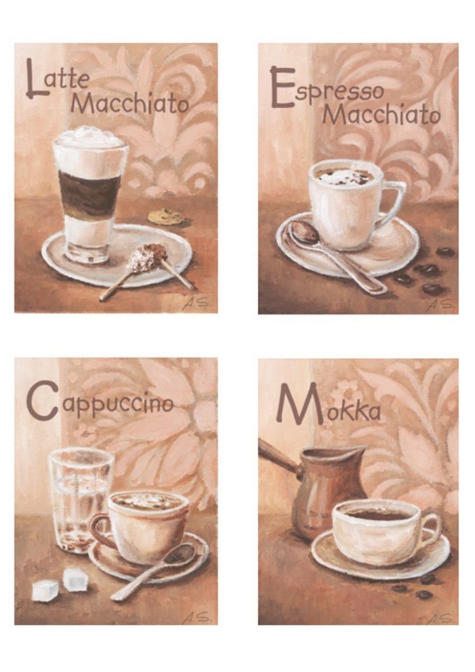 Home affaire Wandbild »Kaffeevariationen I«, (Set), 4x 17/23 cm von home affaire