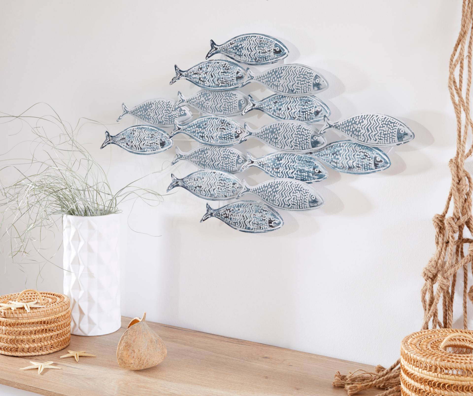 Home affaire Wanddekoobjekt »Fische«, Wanddeko aus Metall, Shabby Look von home affaire