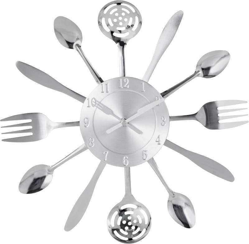 my home Wanduhr »"Cutlery"«, Küchenuhr, XXL, rund, Ø 38 cm, aus Metall, Besteck von My Home