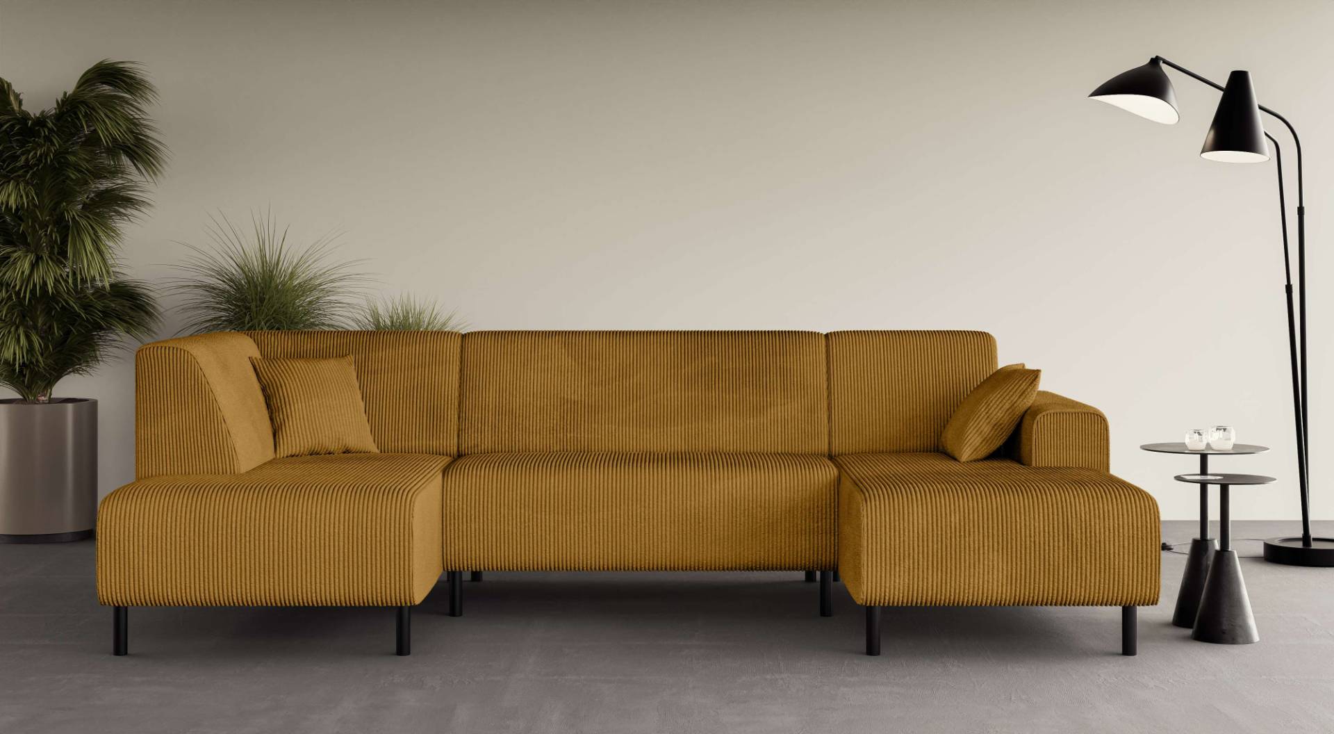 Home affaire Wohnlandschaft »Wohnlandschaft Arros U-Form, mit Wellenunterfederung«, incl. loser Zierkissen, Masse B/T/H: 300/163/81 cm, auch in Cord Home affaire Wohnlandschaft »Wohnlandschaft Arros U-Form, mit Wellenunterfederung«, incl. loser Zierkissen, Masse B/T/H: 300/163/81 cm, auch in Cord von home affaire