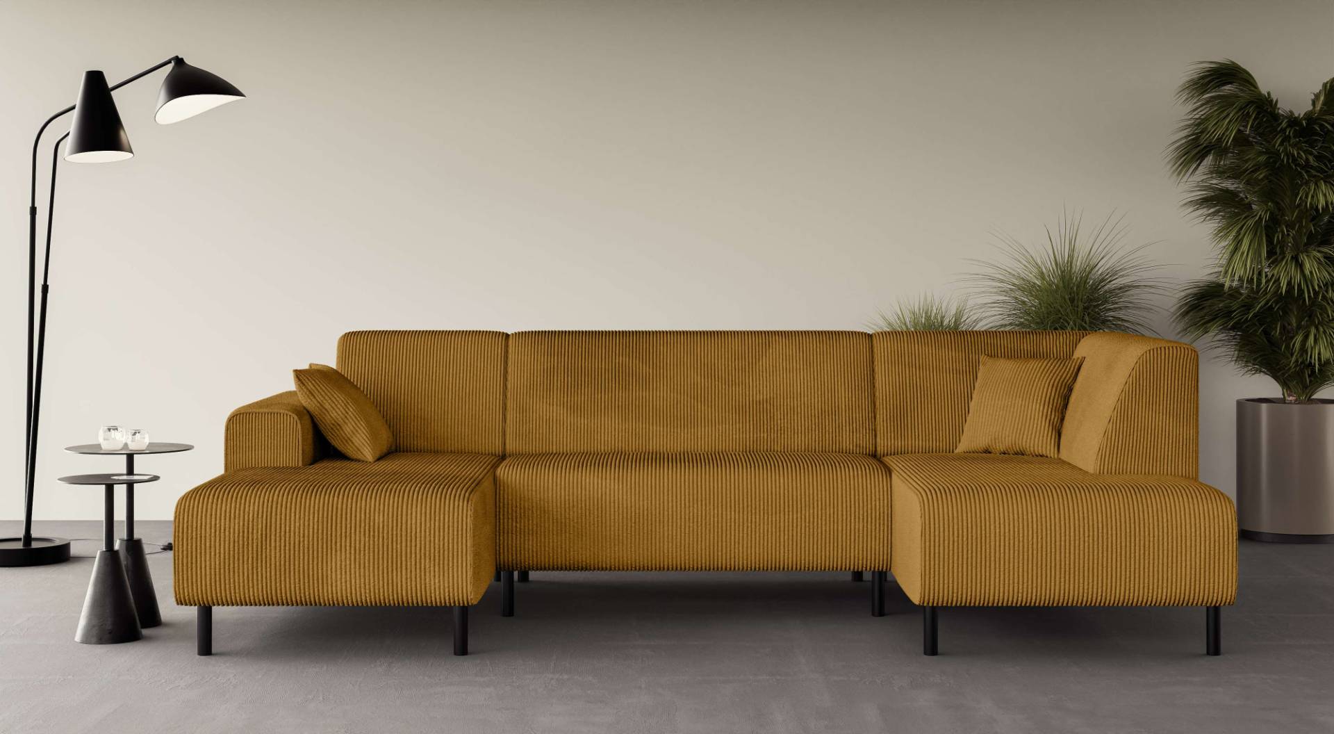 Home affaire Wohnlandschaft »Wohnlandschaft Arros U-Form, mit Wellenunterfederung«, incl. loser Zierkissen, Masse B/T/H: 300/163/81 cm, auch in Cord Home affaire Wohnlandschaft »Wohnlandschaft Arros U-Form, mit Wellenunterfederung«, incl. loser Zierkissen, Masse B/T/H: 300/163/81 cm, auch in Cord von home affaire