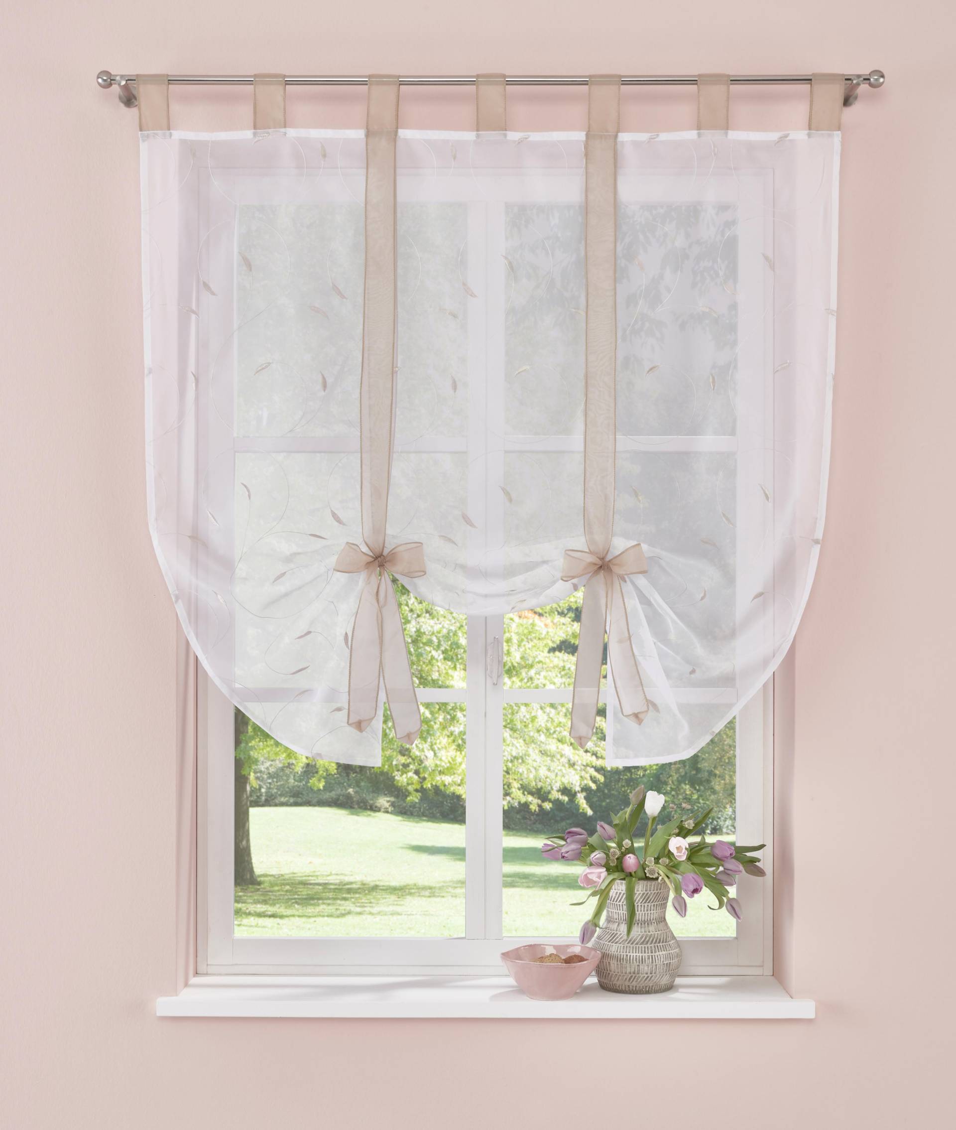 my home Raffrollo »Clara«, mit Schlaufen, transparent, Polyester, Schlaufen, Stickerei my home Raffrollo »Clara«, mit Schlaufen, transparent, Polyester, Schlaufen, Stickerei von My Home