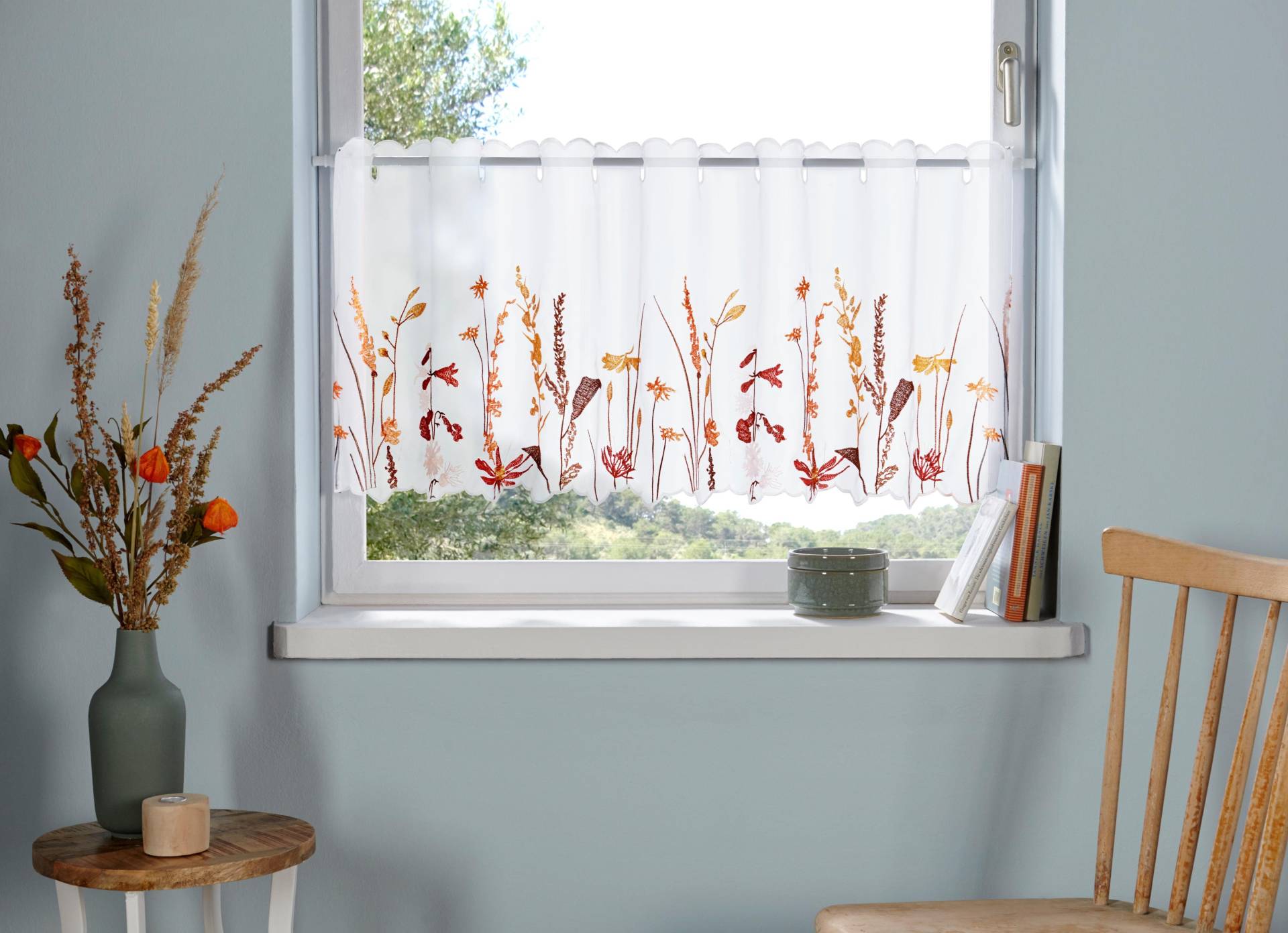 Home affaire Scheibengardine »Bille«, (1 St.), transparent, mit einseitiger Stickerei, waschbar, Blumen Home affaire Scheibengardine »Bille«, (1 St.), transparent, mit einseitiger Stickerei, waschbar, Blumen von home affaire
