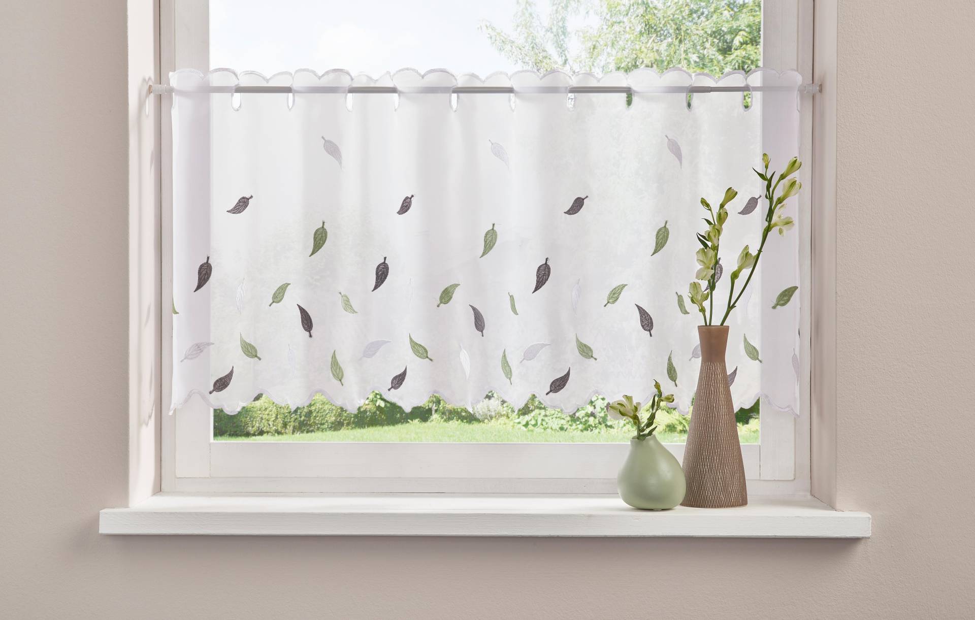 Home affaire Scheibengardine »Blätter«, (1 St.), mit Stickerei, Voile, Blätter Home affaire Scheibengardine »Blätter«, (1 St.), mit Stickerei, Voile, Blätter von home affaire