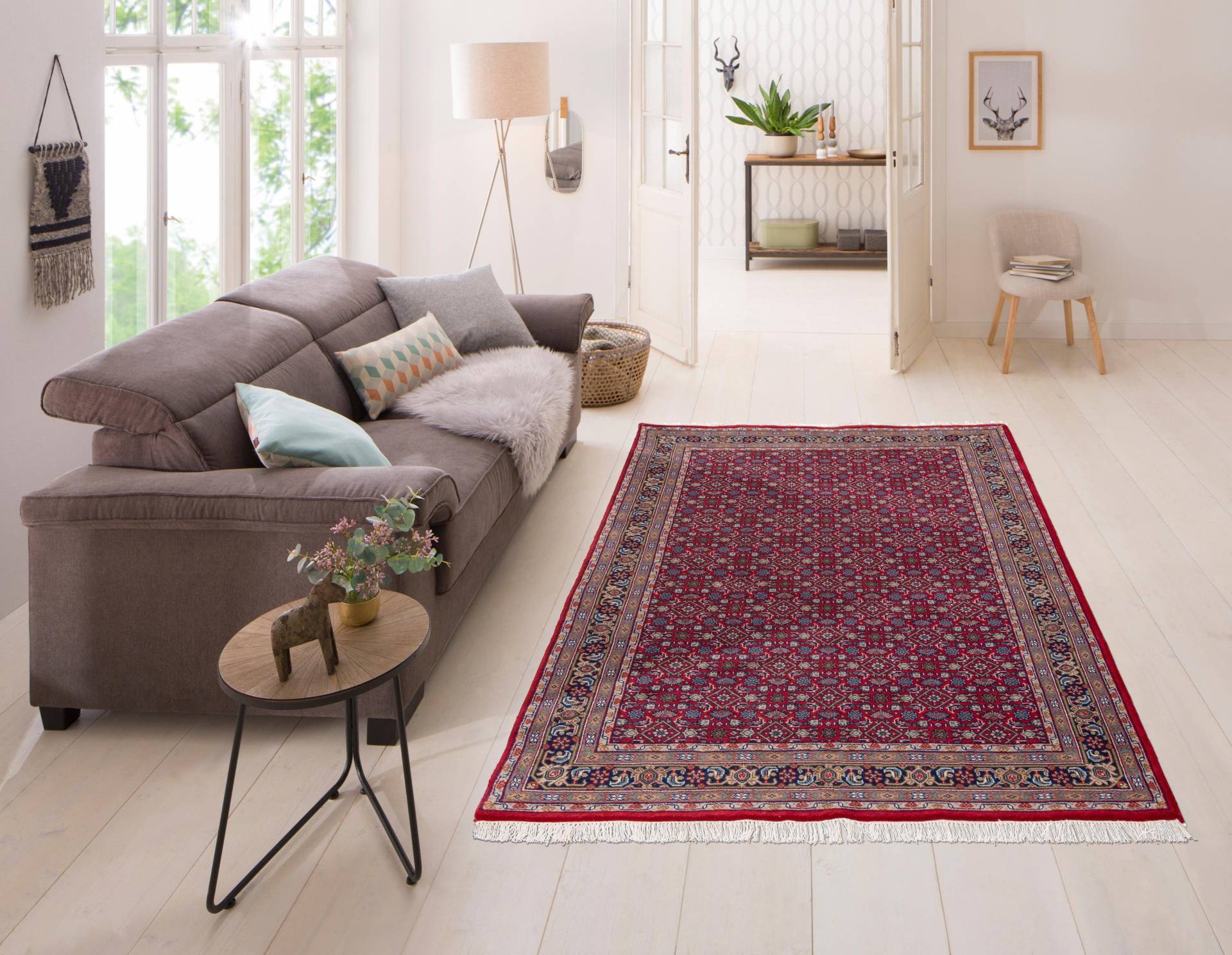 Home affaire Orientteppich »Kiara«, rechteckig, 12 mm Höhe, handgeknüpft, reine Wolle, mit Fransen, Wohnzimmer Home affaire Orientteppich »Kiara«, rechteckig, 12 mm Höhe, handgeknüpft, reine Wolle, mit Fransen, Wohnzimmer von home affaire