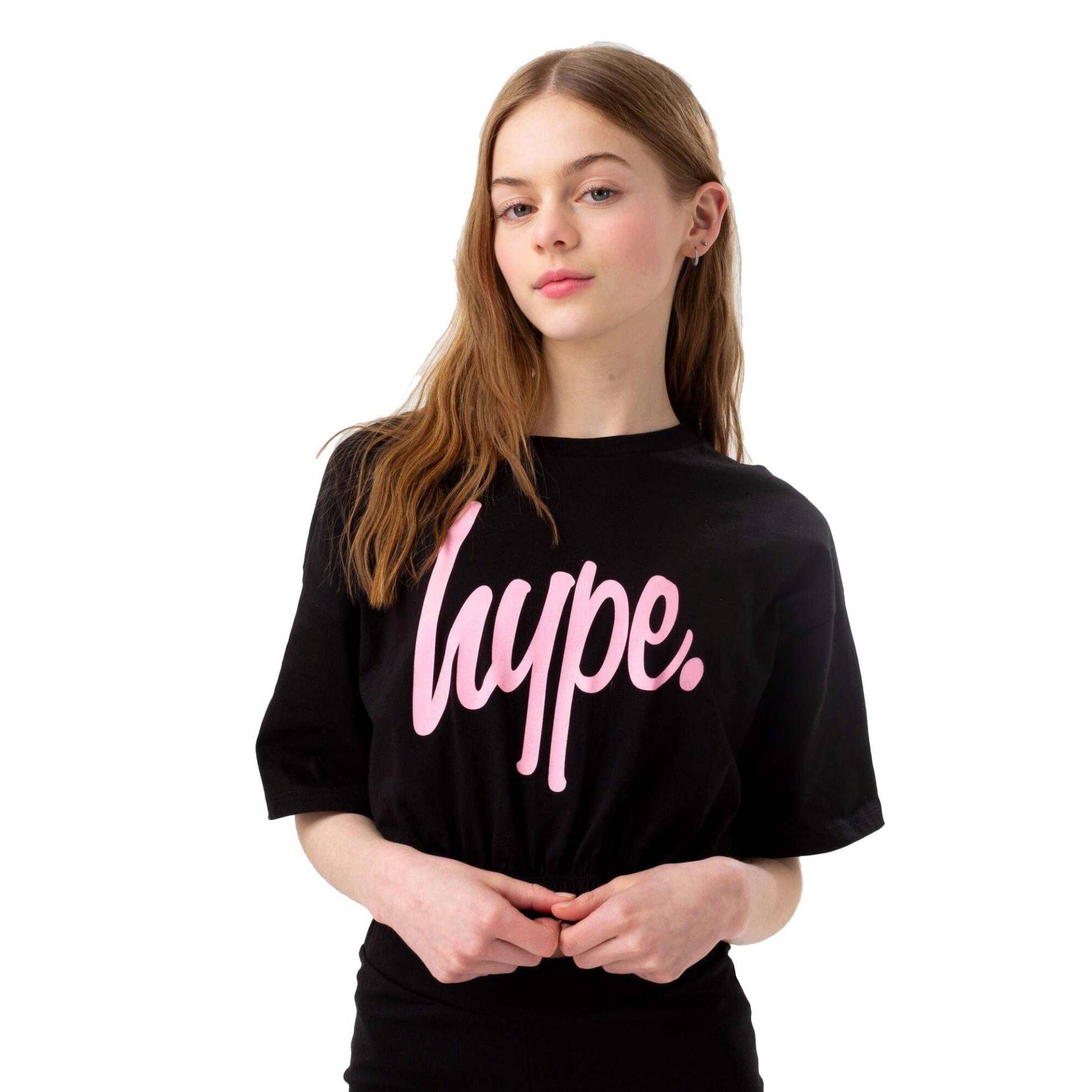 Kurzes Tshirt Elastischer Bund Mädchen Schwarz 104 von hype