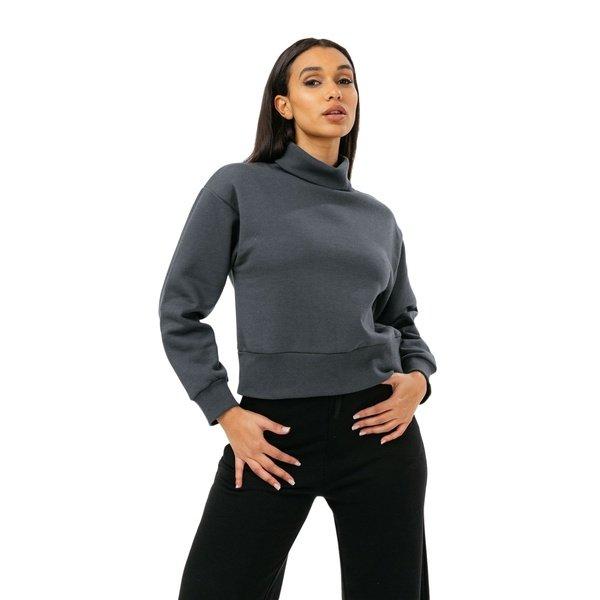 Roll Neck Sweatshirt Damen Grau 30 von hype