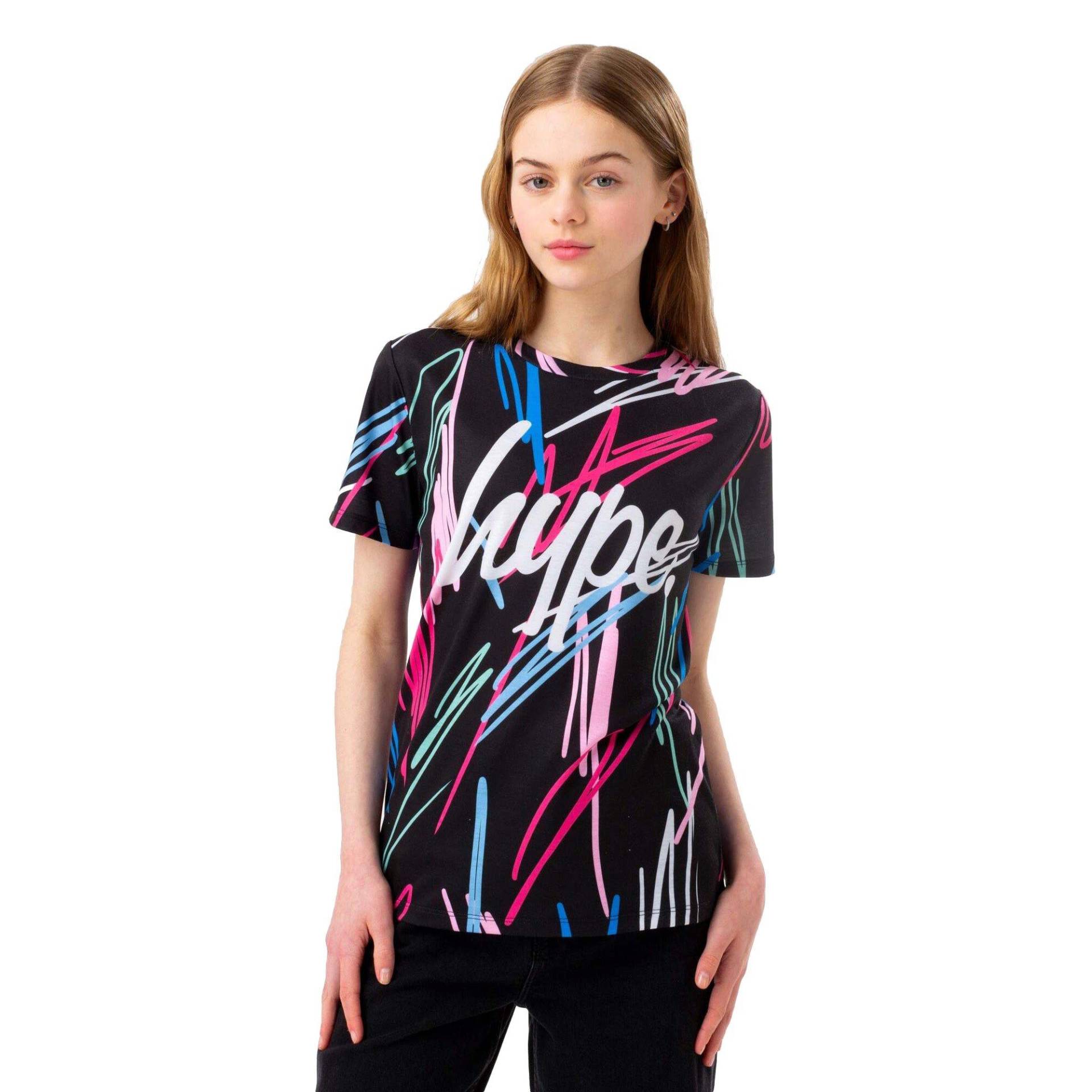 Scribble Tshirt Mädchen Schwarz 170 von hype