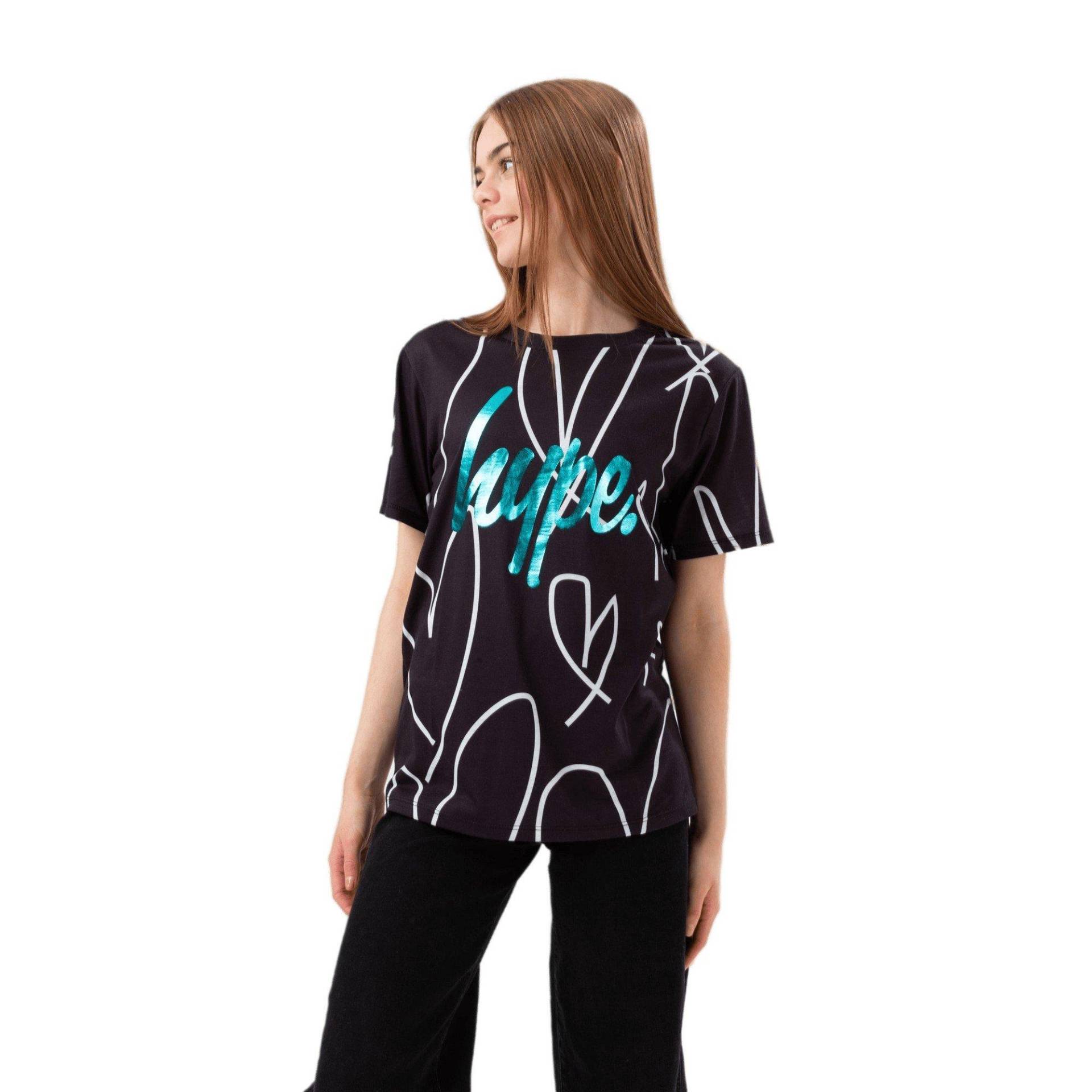 Sketch Heart Holographic Tshirt Mädchen Schwarz 116 von hype