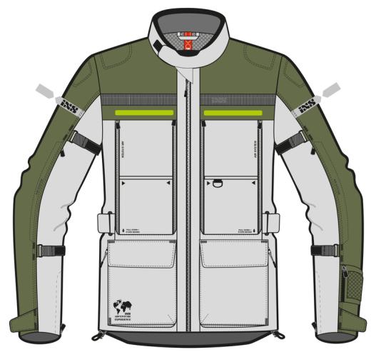 iXS Tour Jacke Montevideo-Air 3.0 - brightgrey-olive (Grösse: 4XL) von iXS